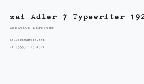 zai Adler 7 Typewriter 1925 Business Card