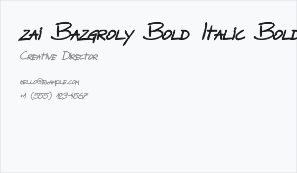 zai Bazgroly Bold Italic Bold Italic Business Card