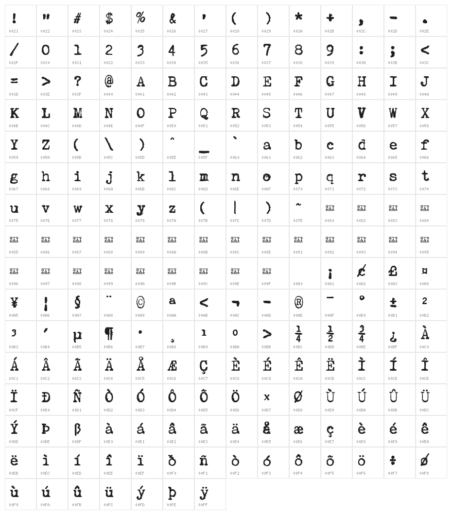 zai Consul Polish Typewriter Character Map