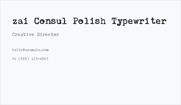 zai Consul Polish Typewriter Business Card