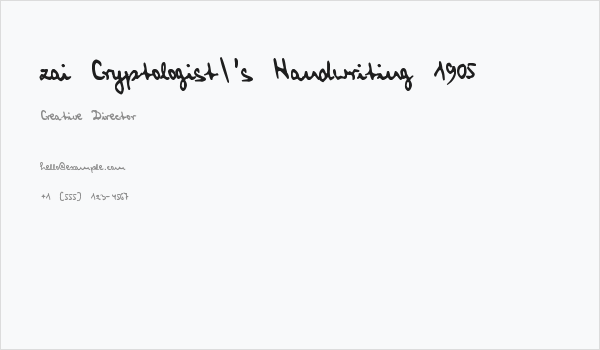 zai Cryptologist's Handwriting 1905 Business Card