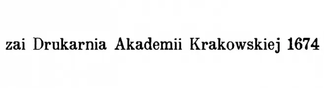 zai Drukarnia Akademii Krakowskiej 1674 