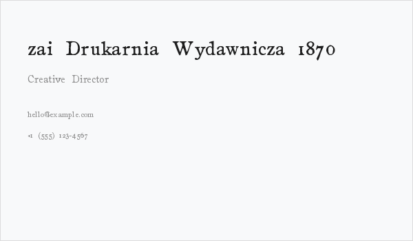 zai Drukarnia Wydawnicza 1870 Business Card