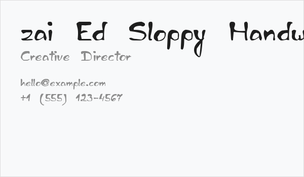 zai Ed Sloppy Handwritten Business Card
