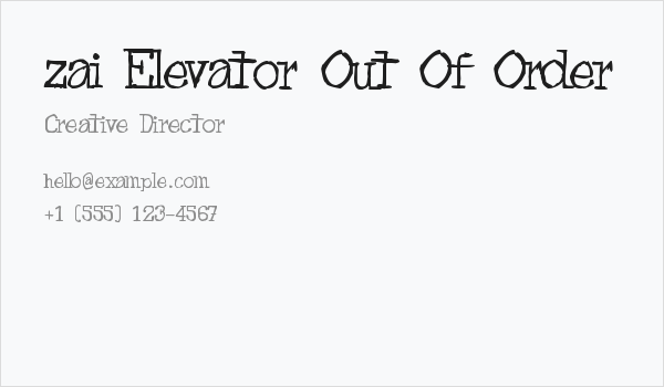 zai Elevator Out Of Order Business Card