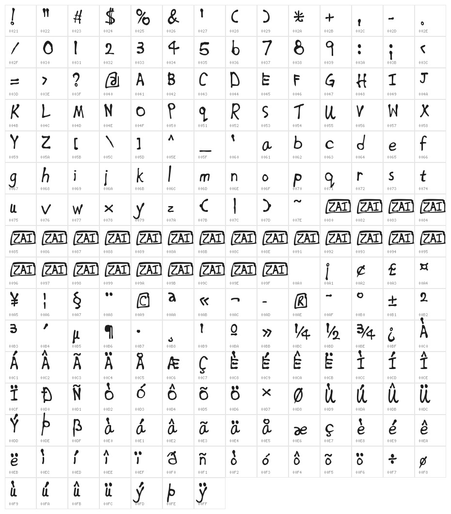 zai HongKong Graffiti Character Map