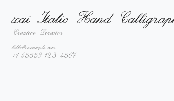 zai Italic Hand Calligraphy Business Card
