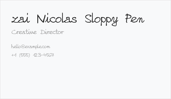 zai Nicolas Sloppy Pen Business Card