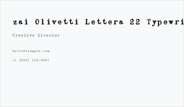 zai Olivetti Lettera 22 Typewriter Business Card