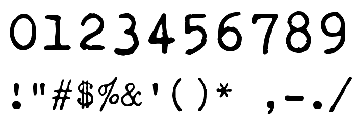 zai Olivetti-Underwood Studio 21 Typewriter Font OTHER CHARS