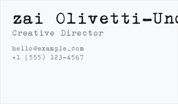zai Olivetti-Underwood Studio 21 Typewriter Business Card
