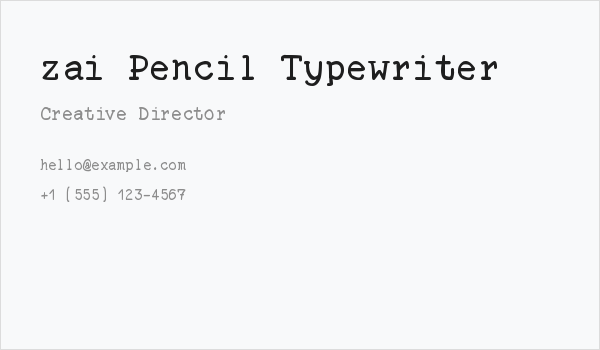 zai Pencil Typewriter Business Card