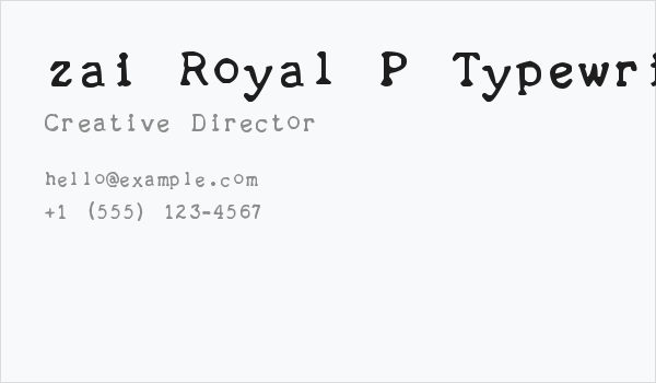 zai Royal P Typewriter 1933 Business Card