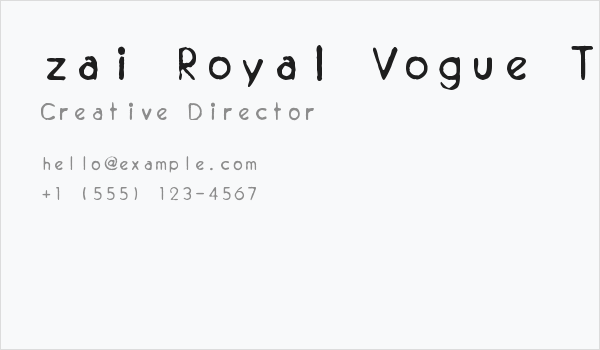 zai Royal Vogue Typewriter 1929 Business Card