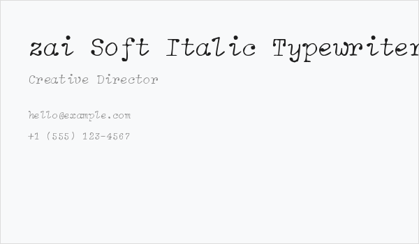 zai Soft Italic Typewriter Business Card