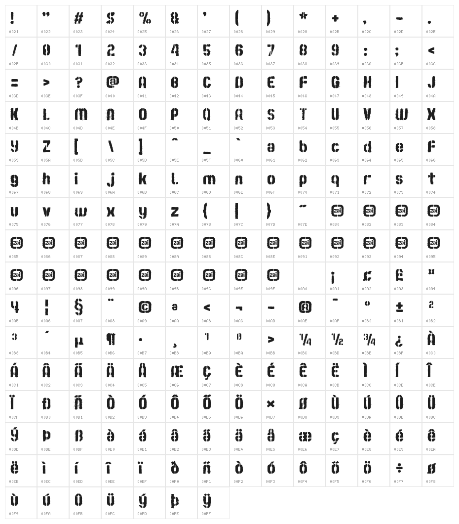 zai Stamp On Flour Sack Character Map