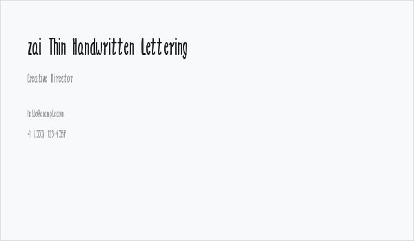 zai Thin Handwritten Lettering Business Card