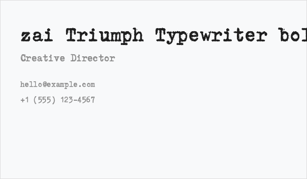 zai Triumph Typewriter bold Bold Business Card
