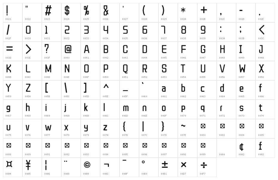 ZCOOL QingKe HuangYou Regular Character Map