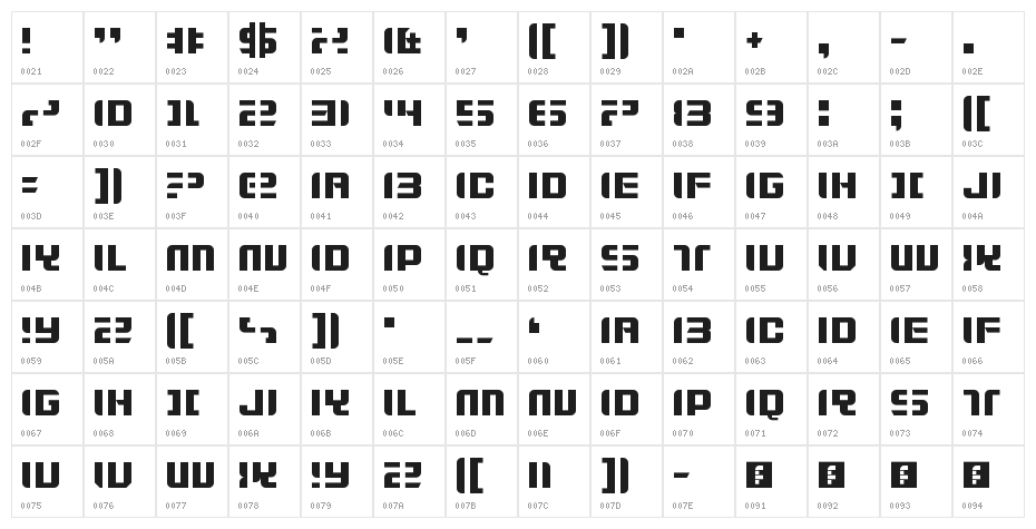 Zdyk Gemini Regular Character Map