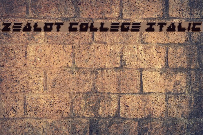 Zealot College Italic Schriftart examples
