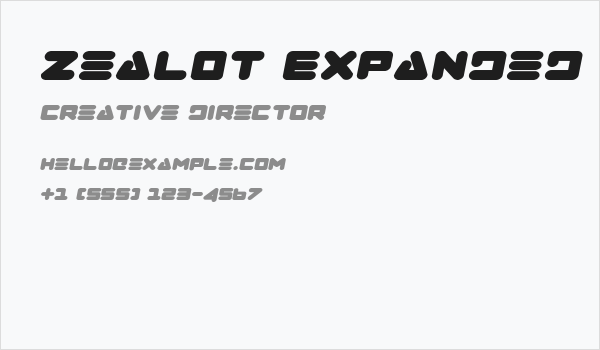 Zealot Expanded Italic Business Card
