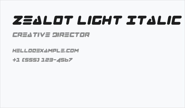 Zealot Light Italic Business Card