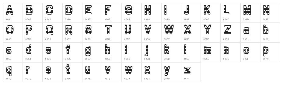 Zebra Parade Character Map
