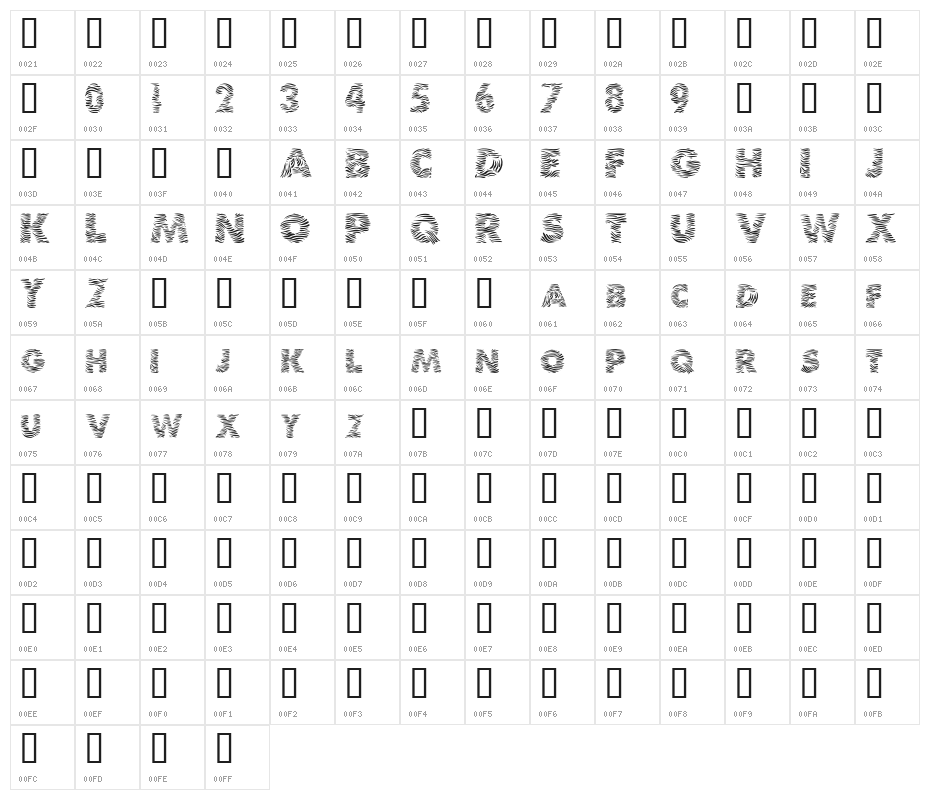 Zebra Character Map