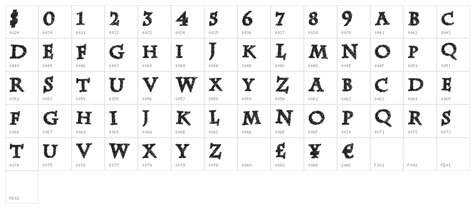 ZebraDisco Character Map