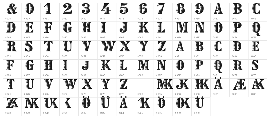 Zebraesq Character Map