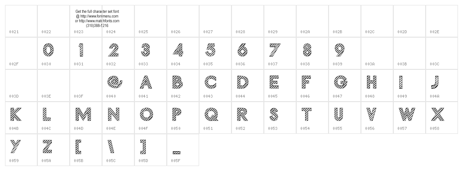 Zebrures Tryout Character Map