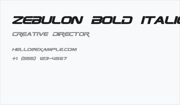 Zebulon Bold Italic Business Card