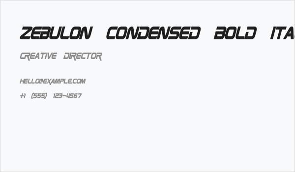 Zebulon Condensed Bold Italic Business Card
