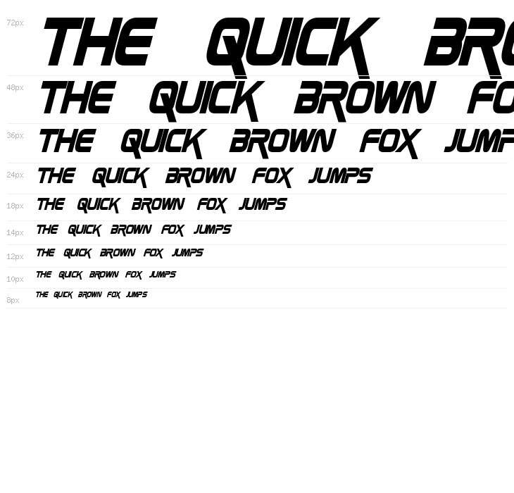 Zebulon Condensed Bold Italic Waterfall