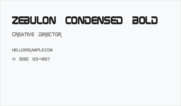 Zebulon Condensed Bold Business Card