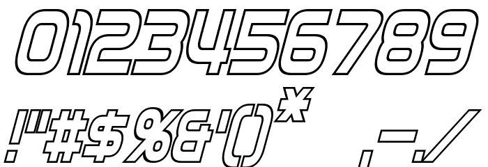 Zebulon Condensed Hollow Italic Font OTHER CHARS