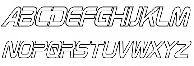 Zebulon Condensed Hollow Italic Шрифта ВЕРХНИЙ