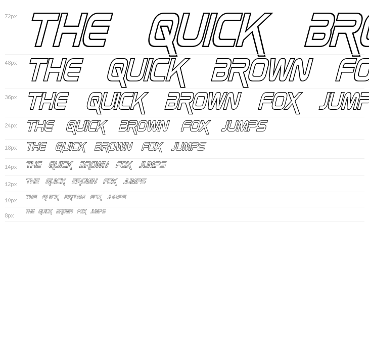 Zebulon Condensed Hollow Italic Waterfall