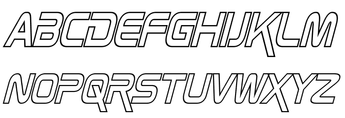 Zebulon Condensed Hollow Italic Font LOWERCASE