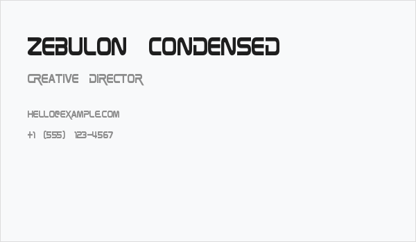 Zebulon Condensed Business Card