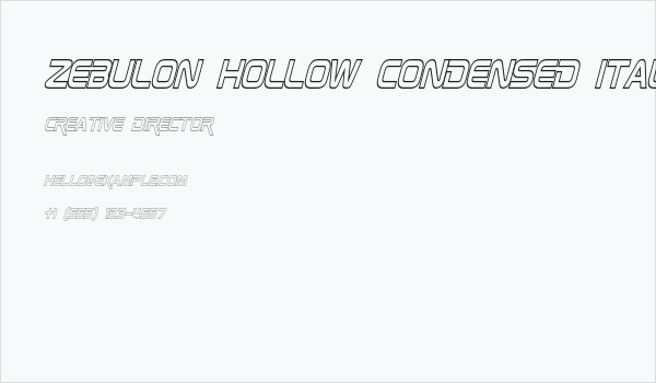 Zebulon Hollow Condensed Italic Business Card