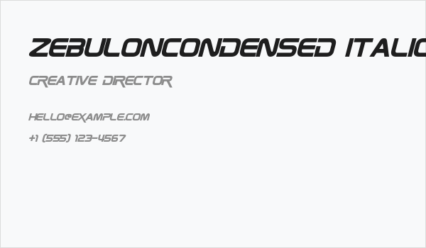 ZebulonCondensed Italic Business Card