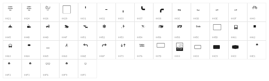 Zeichen Vierhundert Character Map