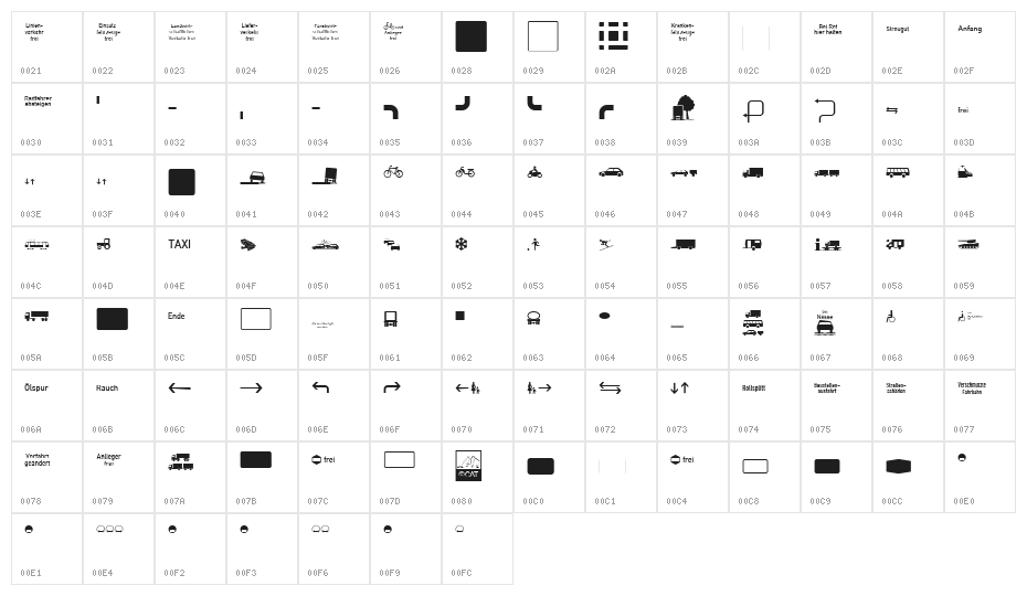 Zeichen Vierhundert Character Map
