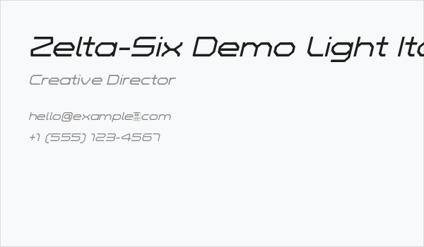 Zelta-Six Demo Light Italic Business Card