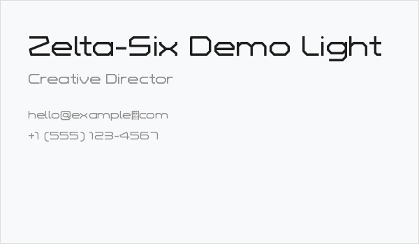 Zelta-Six Demo Light Business Card