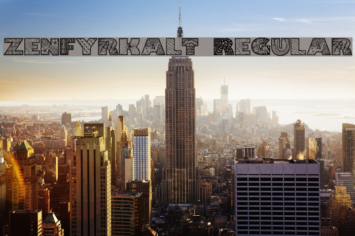 Zenfyrkalt Regular Font examples