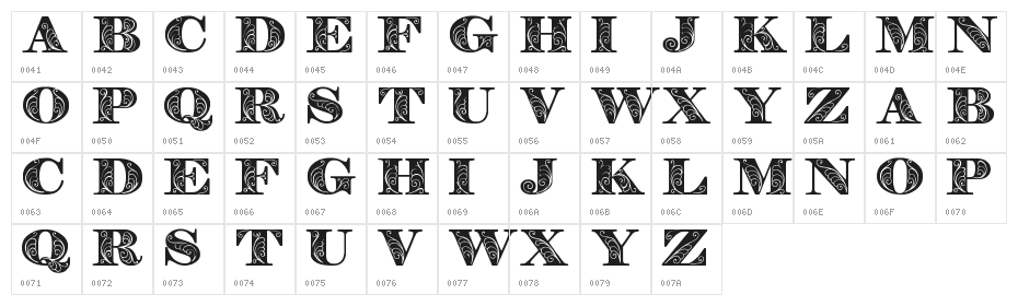 Zenone Bold Character Map