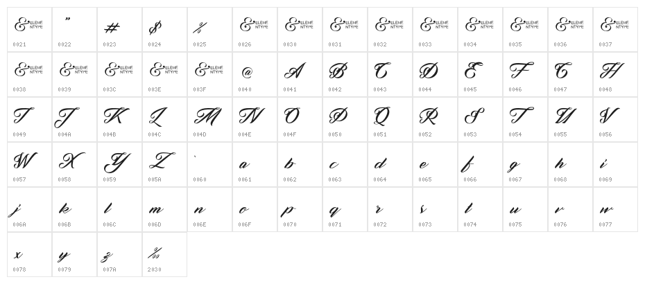 ZephanDemoVer. Character Map